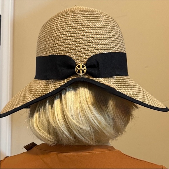 Tory Burch✨ Tan and black Sun Hat one size UPF 50+ - Picture 11 of 15